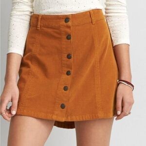 American Eagle Corduroy A-Line Button Down Mini Skirt